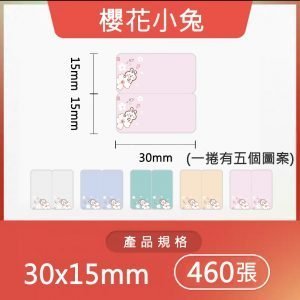 B系列標籤-櫻花小兔30*15