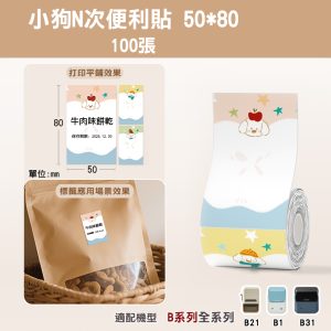 B系列標籤-T50*80-100小狗N次便利貼